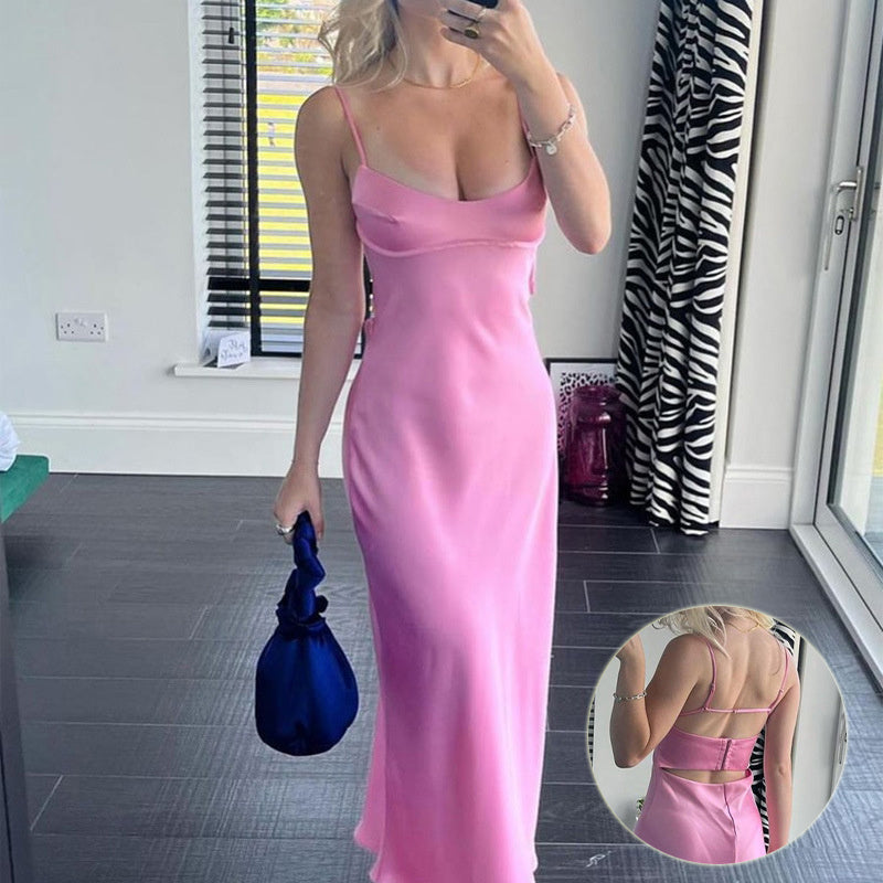 Women Camis Satin Long Dresses Sleeveless Slip Holiday Party