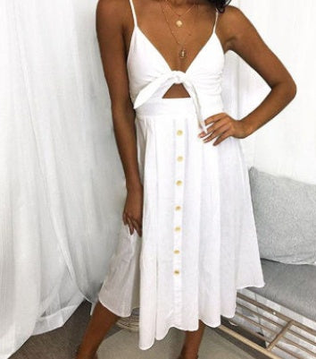 Women Summer Sleeveless Backless Strap Long Vestidos Dresses