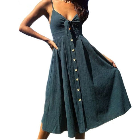 Women Summer Sleeveless Backless Strap Long Vestidos Dresses