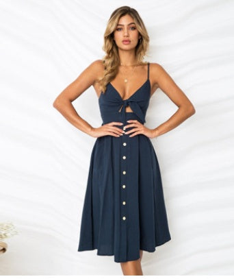 Women Summer Sleeveless Backless Strap Long Vestidos Dresses