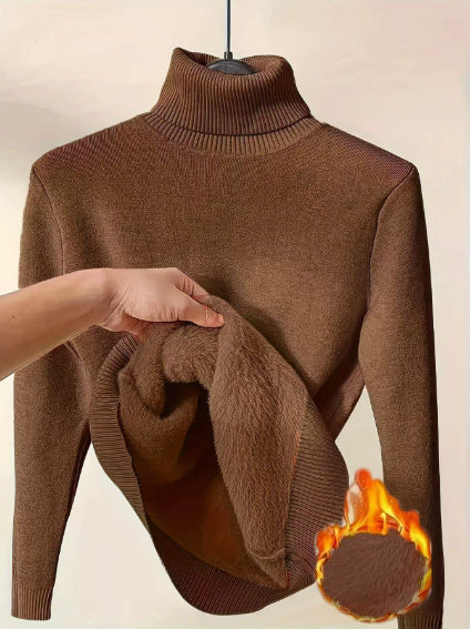 Turtle Neck Winter Sweater Women Elegant Thick Warm Pullover Knitwear