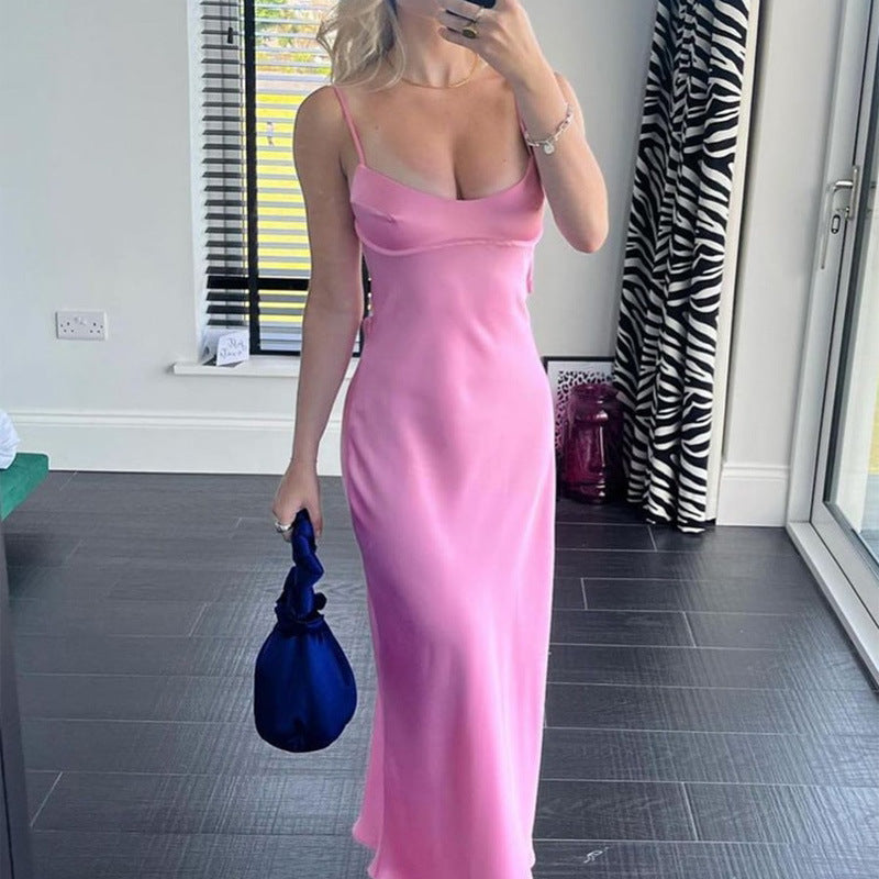 Women Camis Satin Long Dresses Sleeveless Slip Holiday Party