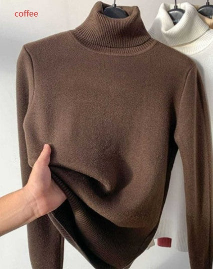 Turtle Neck Winter Sweater Women Elegant Thick Warm Pullover Knitwear