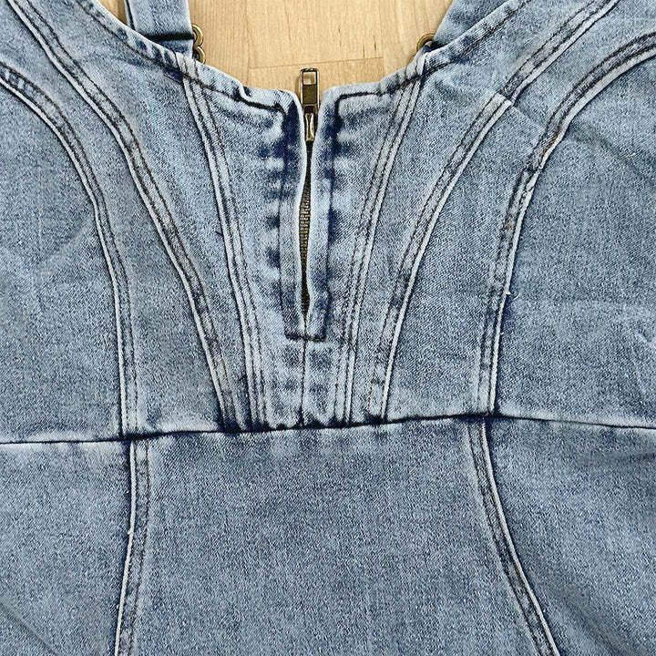 New U-neck Suspender Denim Summer Casual Tight Slim Dresses