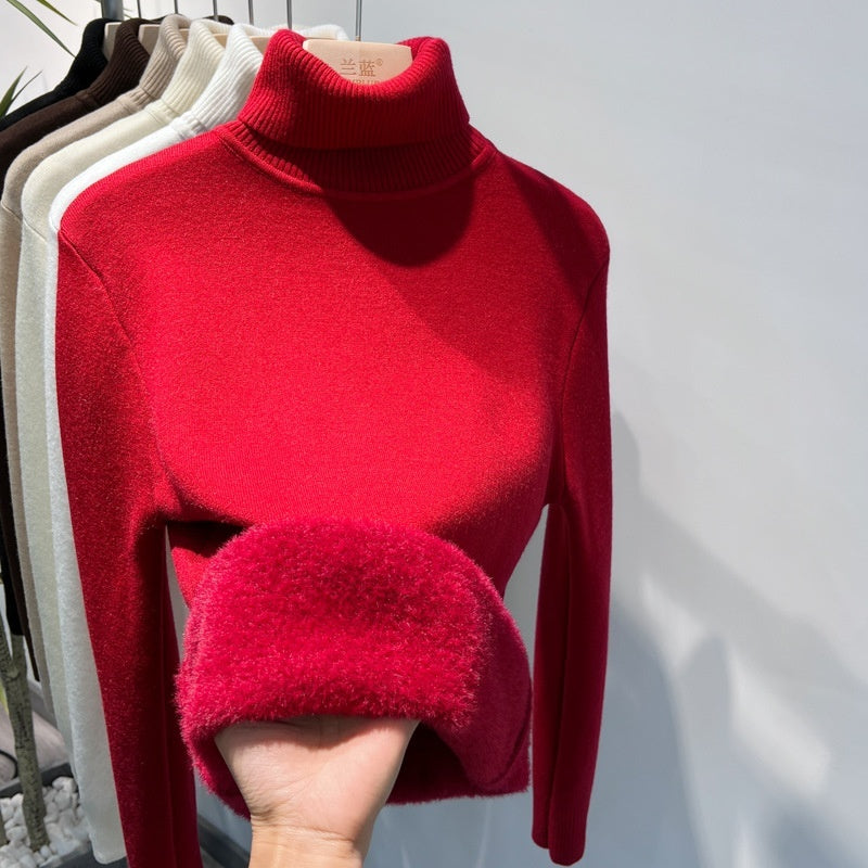 Turtle Neck Winter Sweater Women Elegant Thick Warm Pullover Knitwear
