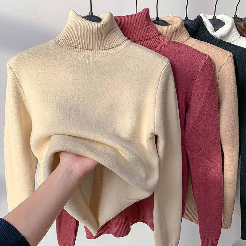 Turtle Neck Winter Sweater Women Elegant Thick Warm Pullover Knitwear