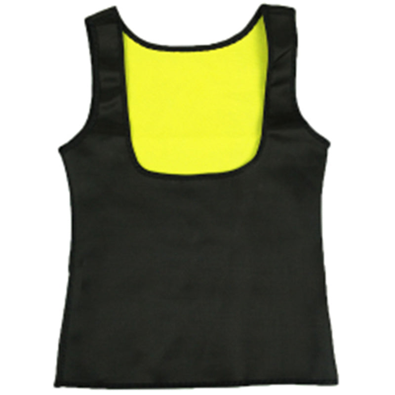 Neoprene body shaper vest showcasing slimming design and sweat-absorbing material for effective weight loss during workouts.