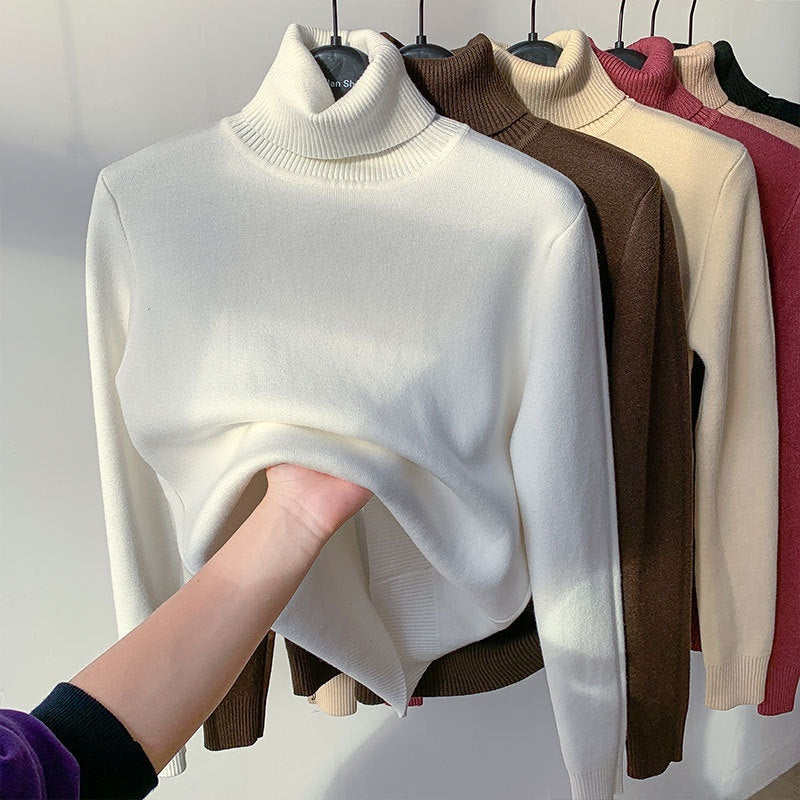 Turtle Neck Winter Sweater Women Elegant Thick Warm Pullover Knitwear