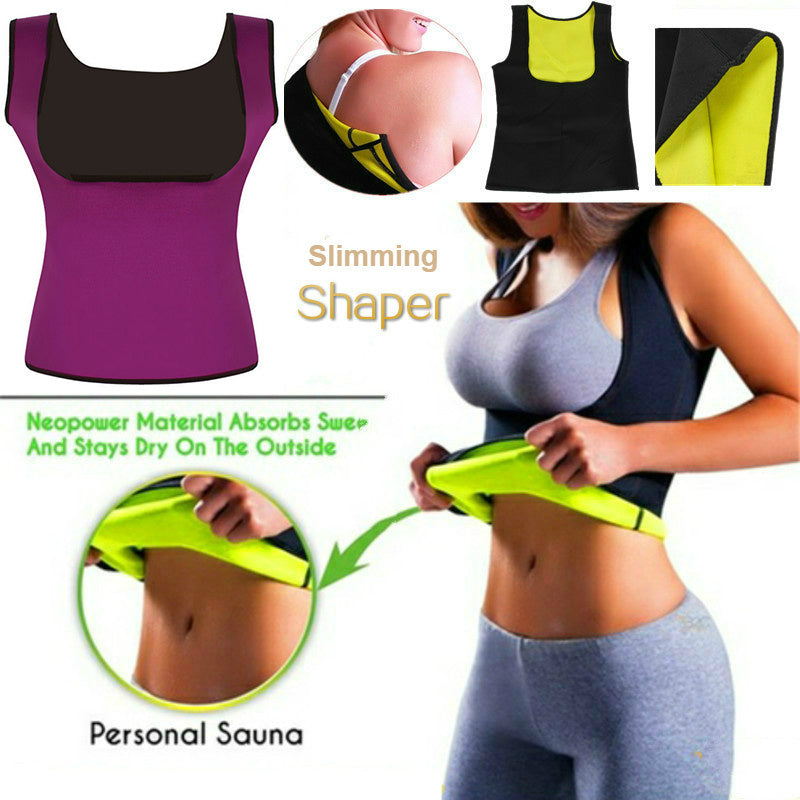 Neoprene body shaper vest showcasing slimming design and sweat-absorbing material for effective weight loss during workouts.