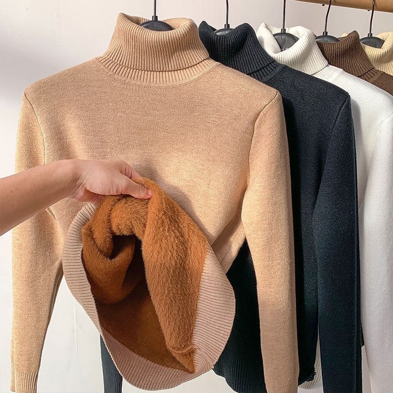 Turtle Neck Winter Sweater Women Elegant Thick Warm Pullover Knitwear